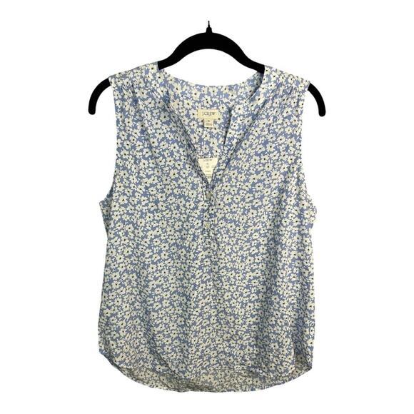 J. Crew Factory Popover Placket Blouse in‎ Blue and White Floral Size S NWT - Picture 3 of 10
